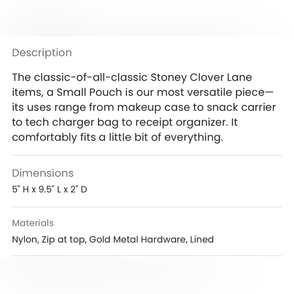 Stoney Clover Lane Small Pouch with "skincare" patch, Wisteria Purple/ Lilac - Picture 8 of 8